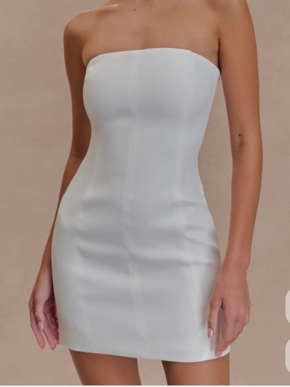 Meshki Maci Crepe Mini Dress White Strapless S